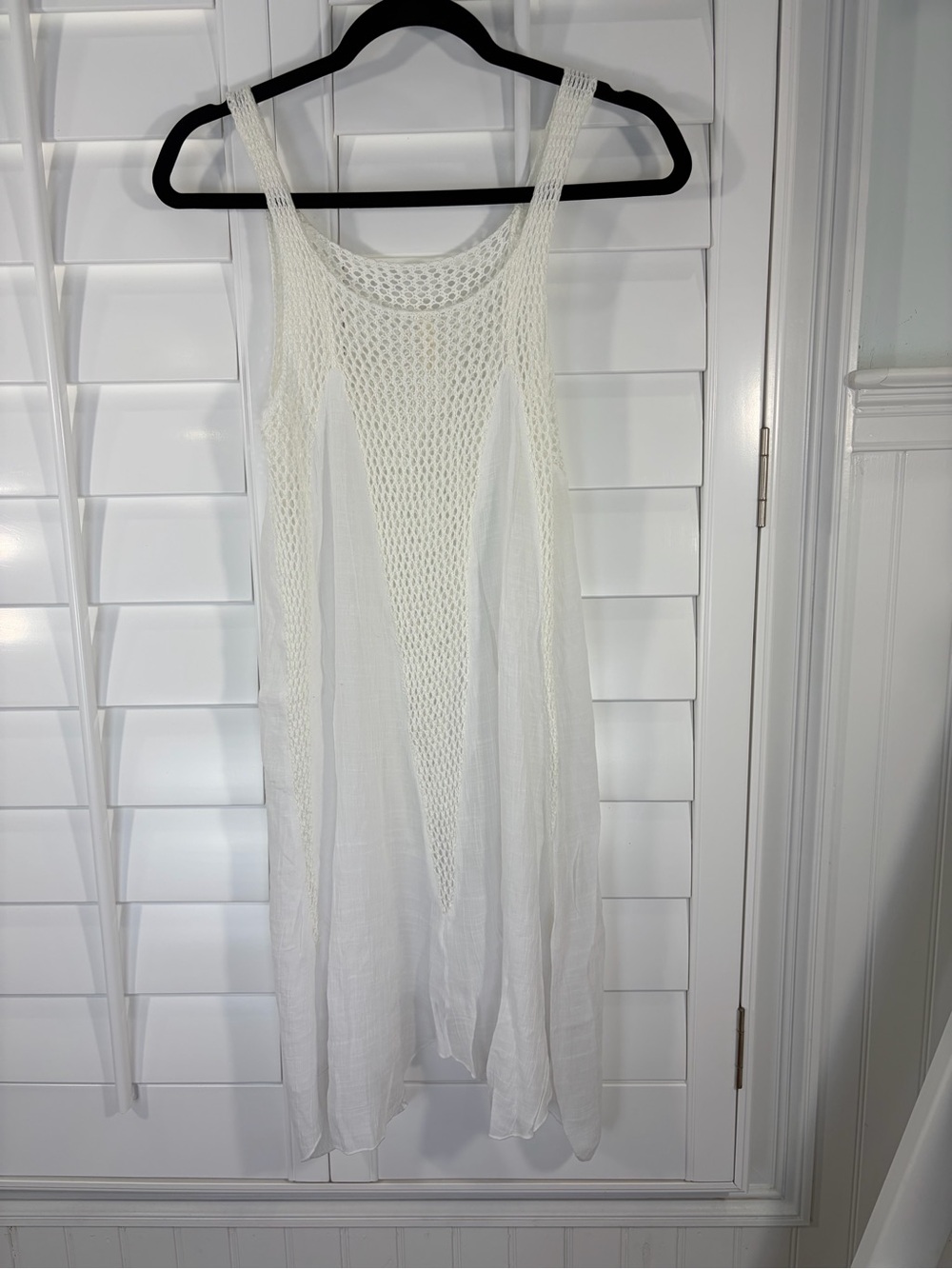 Elan White Crochet-Front Swim Coverup Dress (M) - Picture 2 of 6